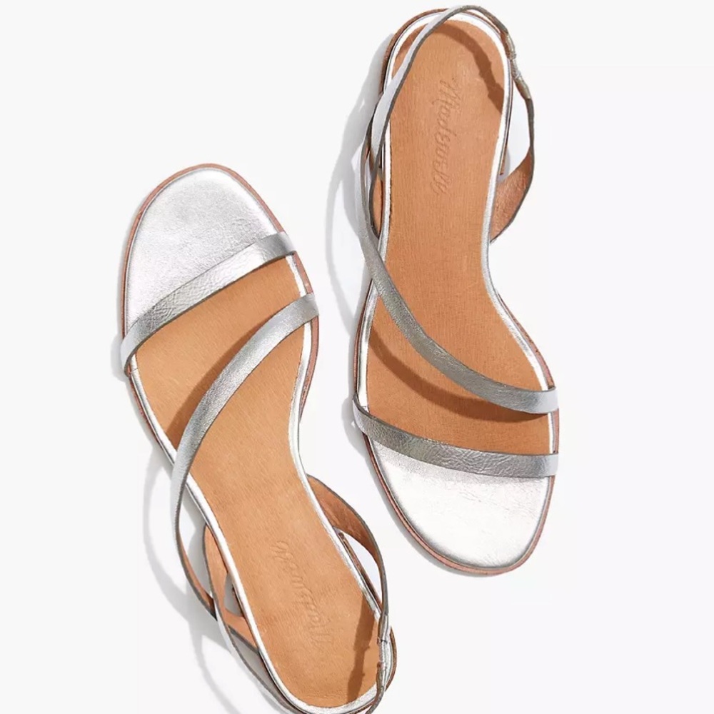 Silver metallic slingback sandal